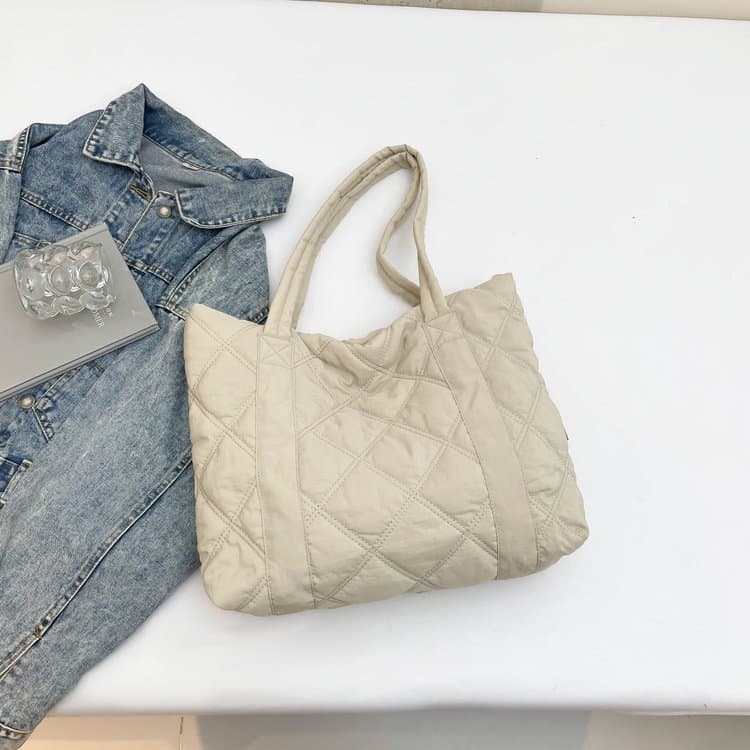Borsa a tracolla casual da donna in piuma borsa a tote invernale a rombi