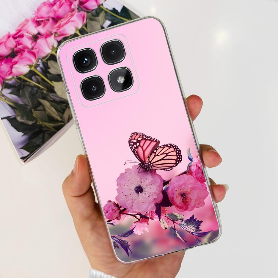 For Xiaomi 14T Pro Case Stylish Flowers Painted Cover 6.67'' Clear Silicone Phone Case For Xiaomi Mi 14T 14TPro Mi14T Soft Shell