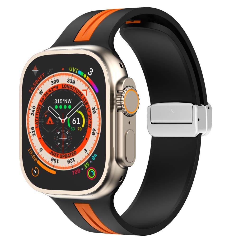 Magnetic buckle Strap For Apple Watch Ultra 2 band 49mm 44mm 40mm 45mm 41mm 38mm Silicone Bracelet iWatch series 7 3 6 5 se 8 9