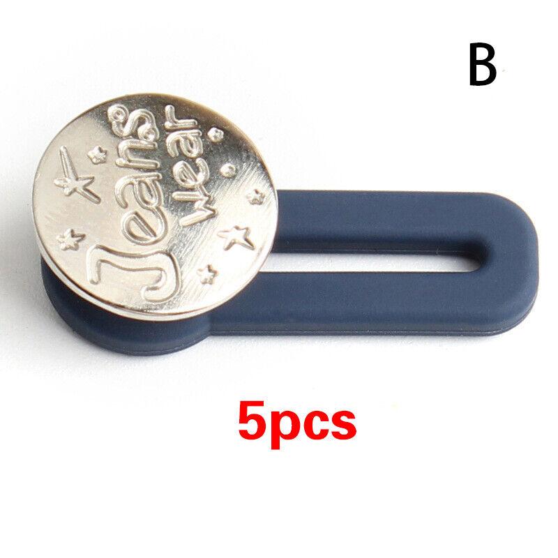 5 pezzi Allarga Pantaloni Jeans Estensore Vita Bottone Metallo Retrattile Artigianato Fai da Te UK