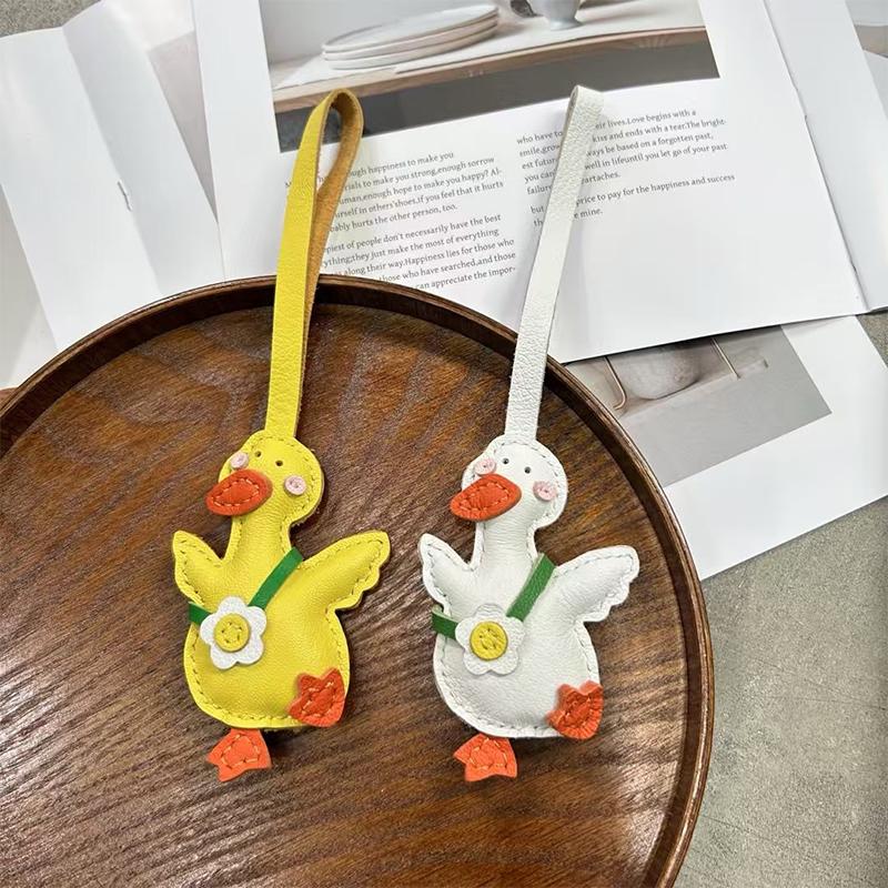 Cute Cartoon Duck Bag Charm High Quality Cute Leather Charm Bag Keyring Backpack Decoration Accessories Gifts