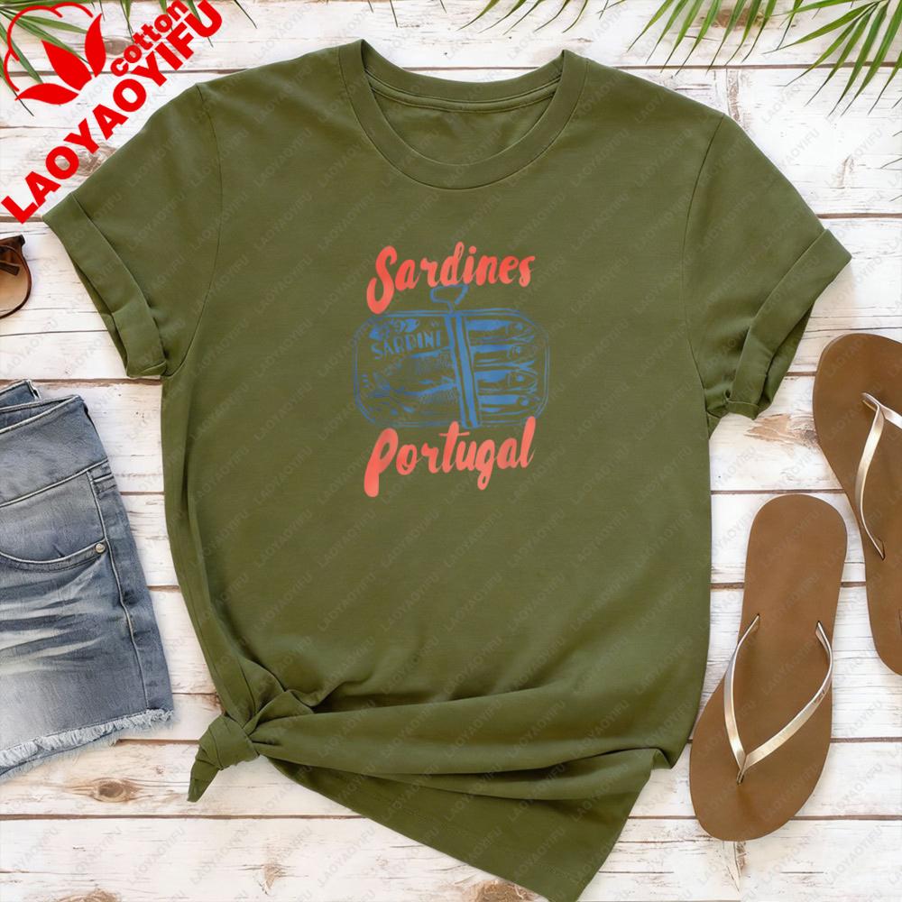 Sardines Portugal Vintage Style Printed Shirt Sardines Lover Gift Tshirt Portuguese Tourism Souvenir Clothing Unisex Unisex Tops