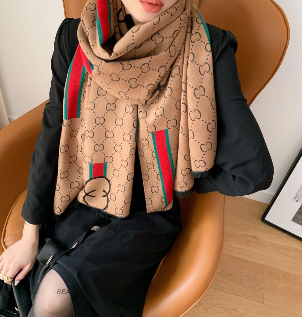 Autumn and winter double-sided jacquard imitation cashmere thick scarf women's versatile high-end shawl thickened warm scarf