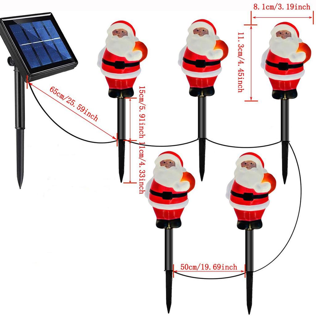 Solar Santa Claus LED Garden Stake Lights for Outdoor Lawn and Courtyard