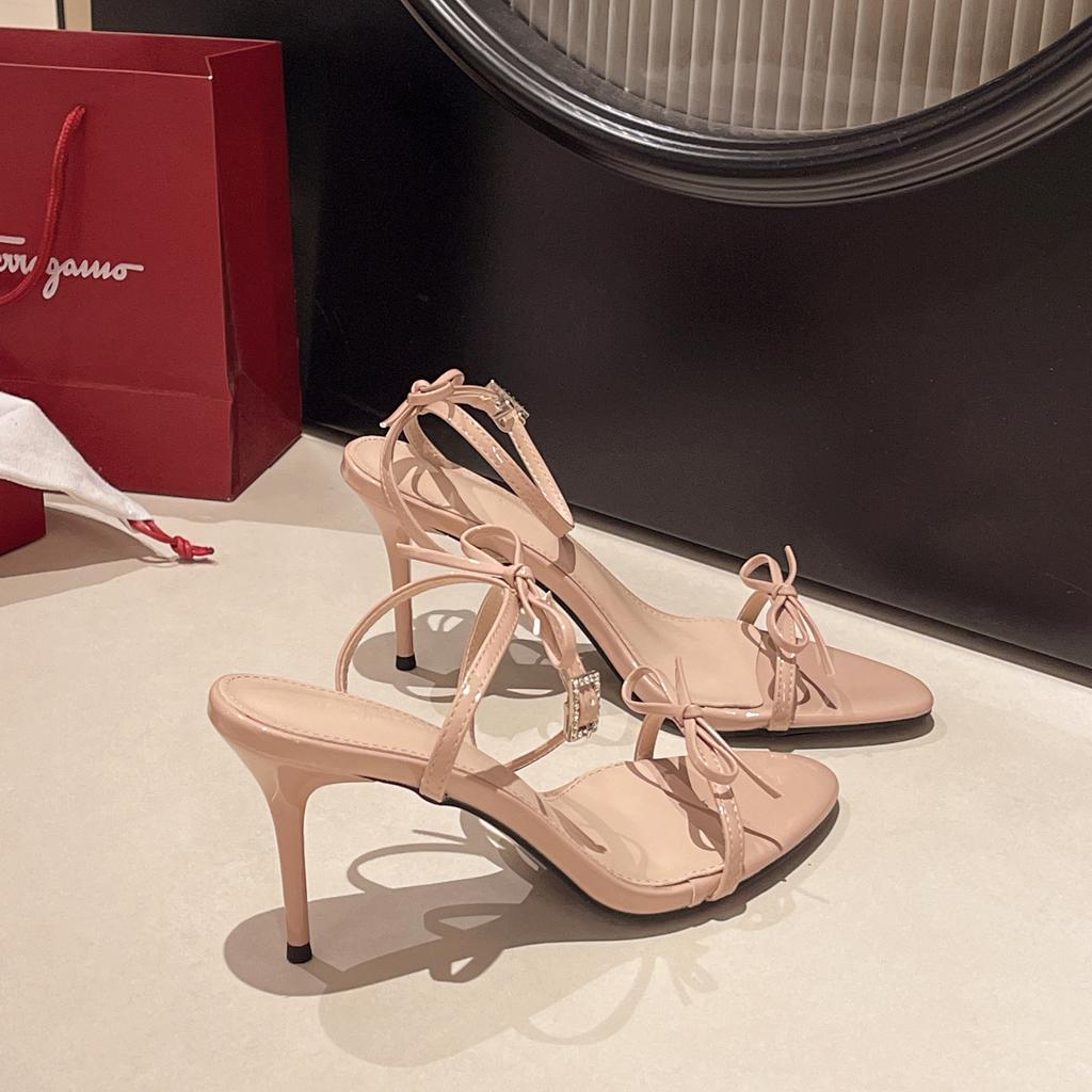 Fashion Summer 2025 Fashion Bowknot High Heel Shoes Women Open Toe Shoes Dresses Sandals Summer Women Elegant Thin Heel Sandals 125