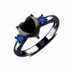 Heart-Shaped Black Gemstone Ring with Electroplated Gunmetal Finish