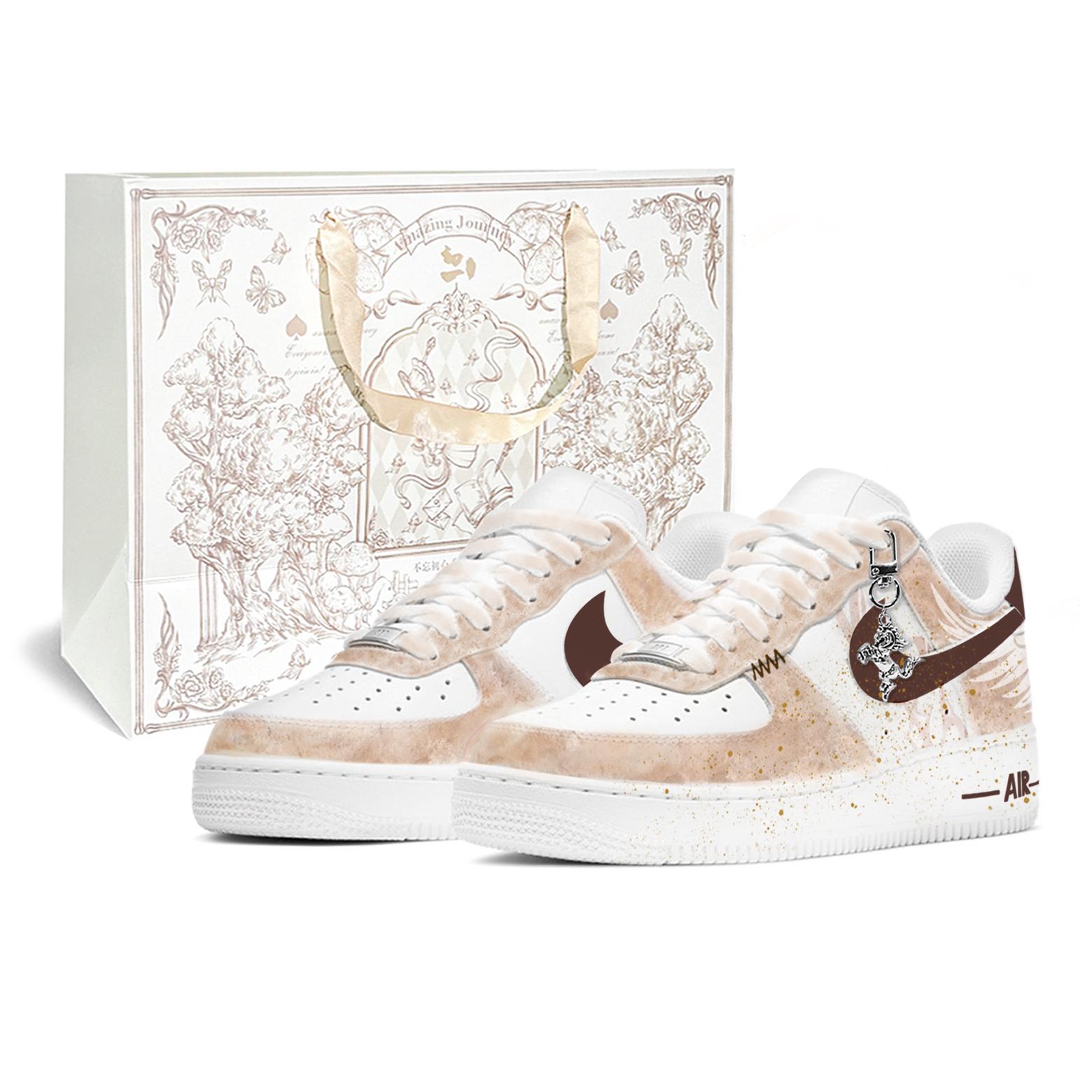 

Nike Air Force 1 Skateboard Shoes Women s Low Top White/Brown DD8959-100(TeamTwo-bag) 40