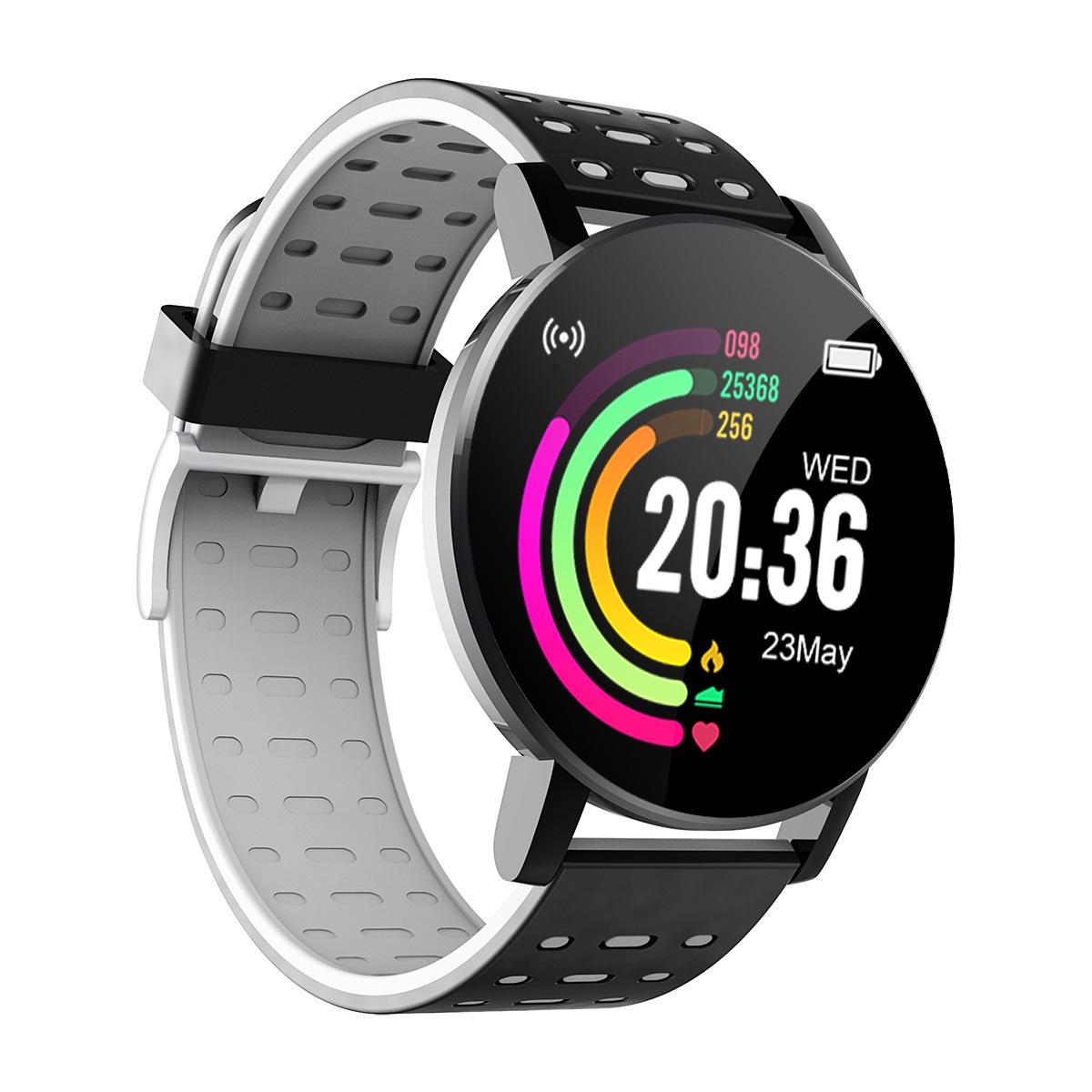 

119 Plus Smart Bracelet: Blood Pressure, Heart Rate, Pedometer, Bluetooth, Alarm, Info Notification, Line Charging. серый