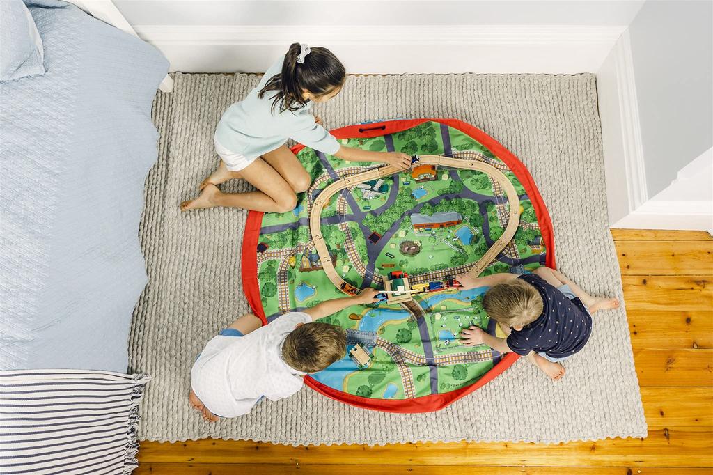 THOMAS FRIENDS Play Pouch The Ultimate Playmat Toy Storage Bag Huge Inner Island of Sodor Play Space Portable Playtime Storage Solution For Ages 3 and