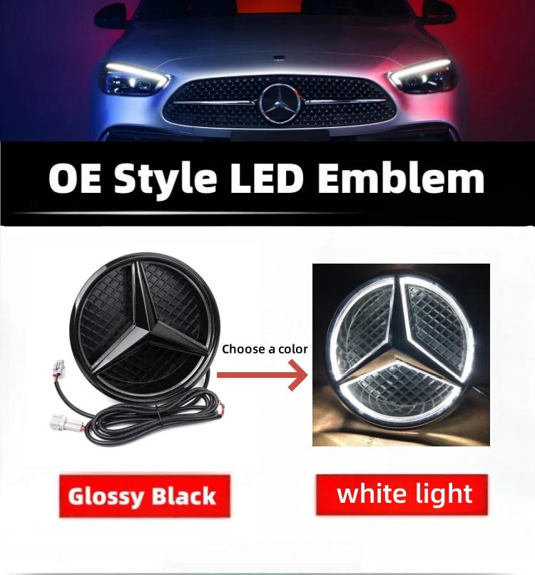 

Новый 80% значок решетки радиатора автомобиля Mercedes Benz W205 W212 W213 W204 ML W166 CLA C117 W176 W177 E GLK GLA GLC GLE, 3D зеркальный передний светодиодный li A-W176 2013-2018