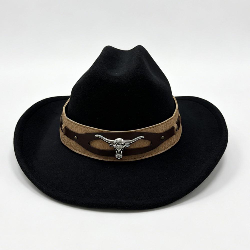 Bull Skull Fedora Hat Dress Up Topper Hat Vintage Western Cowboy Hat Stage Performance