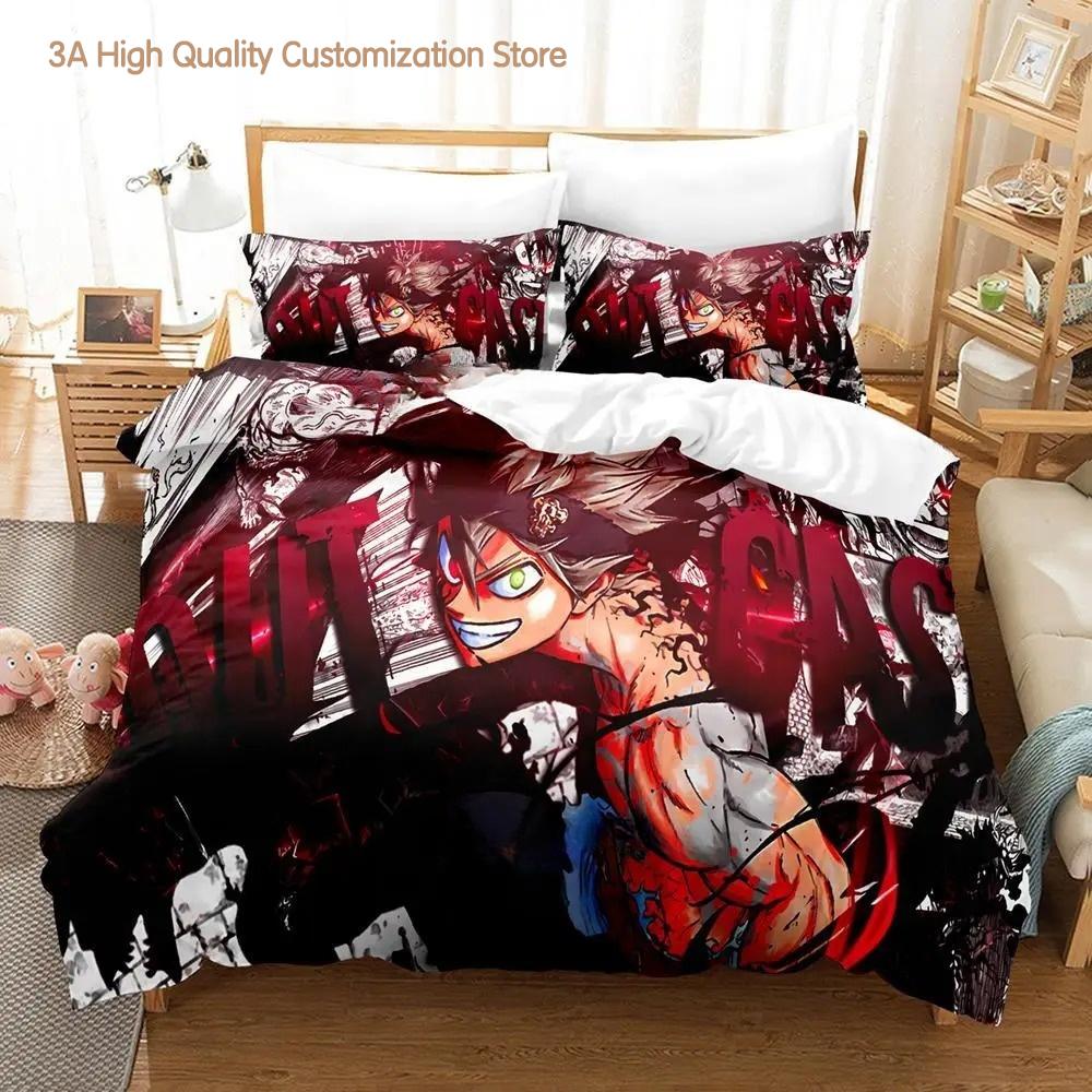 Neues Black Clover Bettwäscheset Einzelbett Doppelbett Full Queen King Size Bettwäscheset Schlafzimmer für Jungen und Erwachsene Bettbezug-Sets 3D Anime Bettlaken-Set