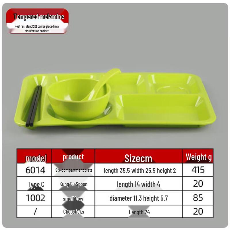Sheci A8 Melamine 6-Grid Divided Plates