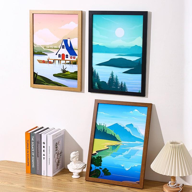 Wooden Photo Frame Desk Wall Display Modern Minimalist A3 A4 16inch 4K 8K Rectangle Picture Home Office Decor