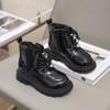 Luxury Girl Winter Boots Cute Rabbit Kids Fashion Princess Ankle Boots Thick Bottom Glossy PU Children Cotton Boots Side Zipper
