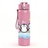 1PC Cloud Twin Penguin Art 750ml Color Plastic Sports Water Bottle Leakproof Flip Straw Lid Suitable for Sports Office Home Use