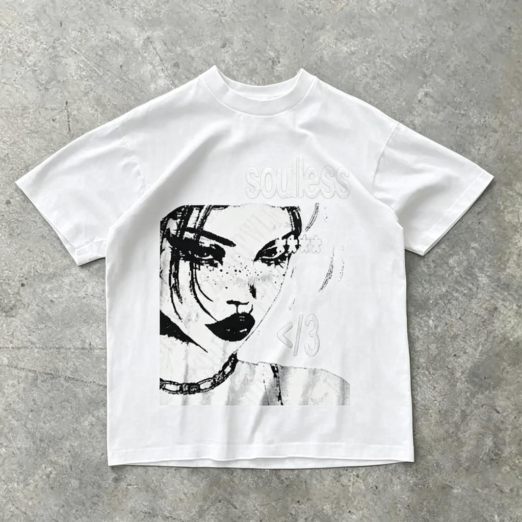Punk Aesthetics Graphic Print Cotton TShirt Oversized Rock Goth Tee Fashion Hip Hop 2000s Retro Streetwear Unisex Unisex Emo Tops