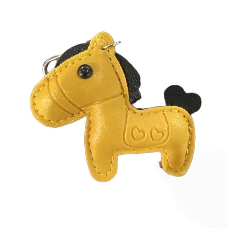 Cute Fashion Women Men's Cartoon PU Horse Keychain Car Keyring Bag Pendant Charm Leather Animal Keyfob Sister Bestie Friend Gift