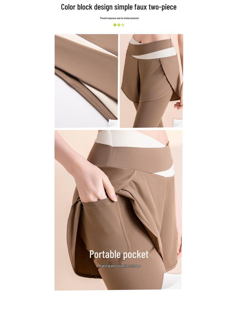 Nodin High-Waisted Colorblock Yoga Pants - Quick-Drying, Anti-Exposure, Elastic Tummy Control Fitness Leggings