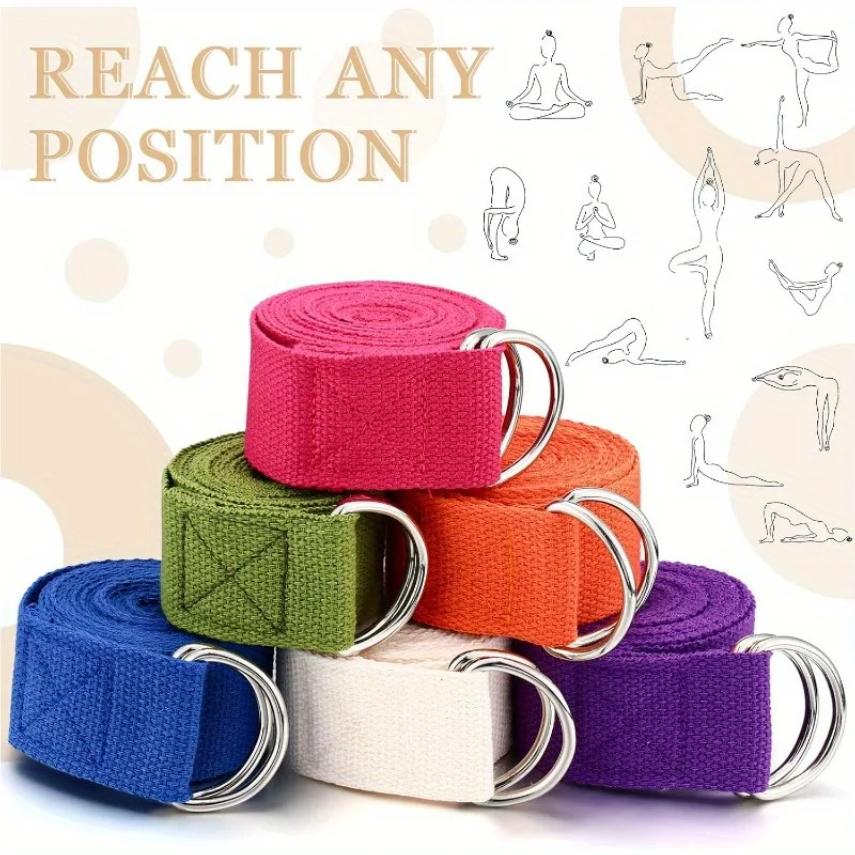cm Yoga Stretching Belt Cotton Fitness Yoga Belt Adjustable Woven Elastic D-Ring Buckle Fitness Stretching Belt Pilates Rope