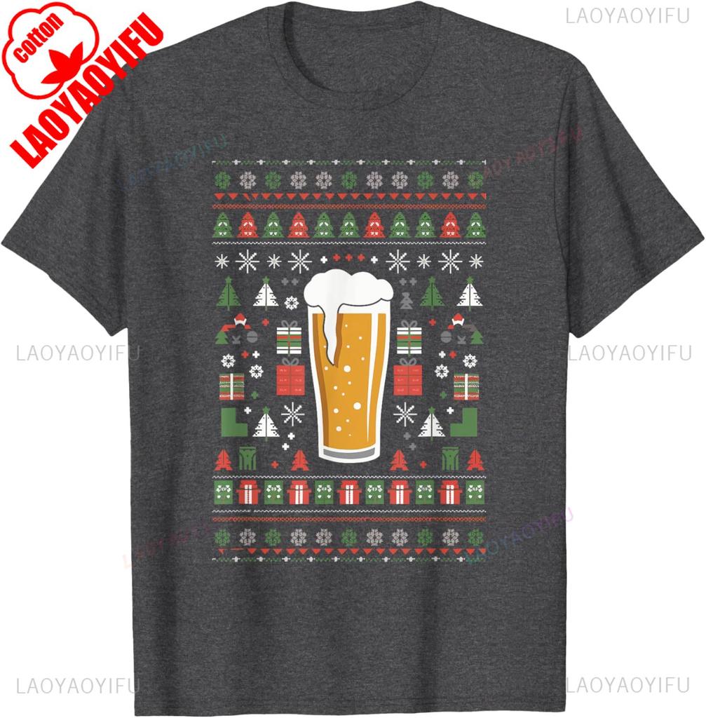 Beer Ugly Christmas TShirt Regular Short Sleeve Printed Tops Street Fashion Hipster Trending Comfortable Leisure Hot Sale Gift