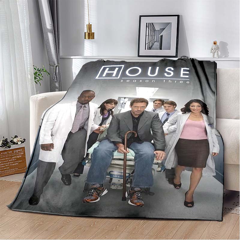 Dr. House Print Soft Flannel Throw Blanket Lightweight Warm SofaCouch Bed Home Decor Cover For Movie Fans
