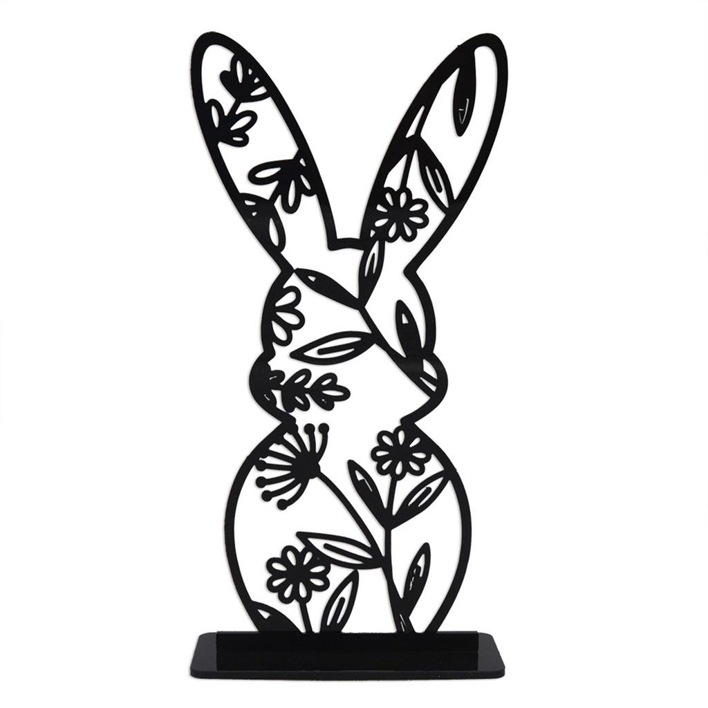 Easter Bunny Decorations Spring Home Decor Hollow Out Acrylic Standing Rabbit Egg Figurine Statue Ornaments Party Gifts
