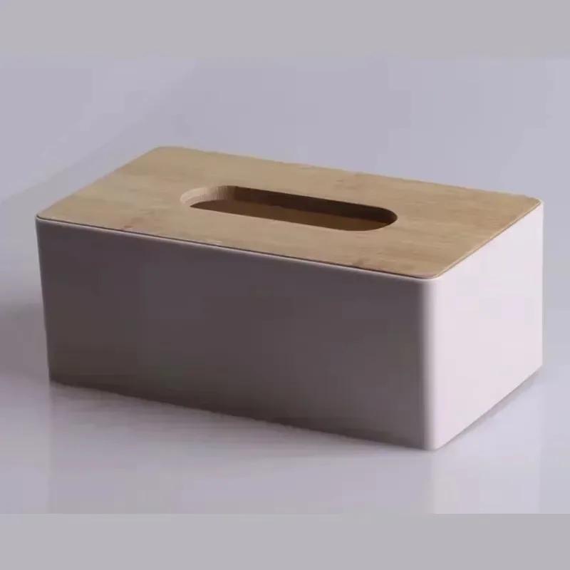 Creative Rectangular Tissue Box Hotels Guesthouses High-end Wooden Cover Paper Box Home Multifu Mobile Phone Storage Paper Boxs