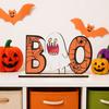 Halloween Home Festive Decor Wooden Table Sign, Cute Pumpkin Boo Ghost Solid Wood Sign Tabletop Centerpiece for Indoor Mantel Fireplace Smooth Holiday