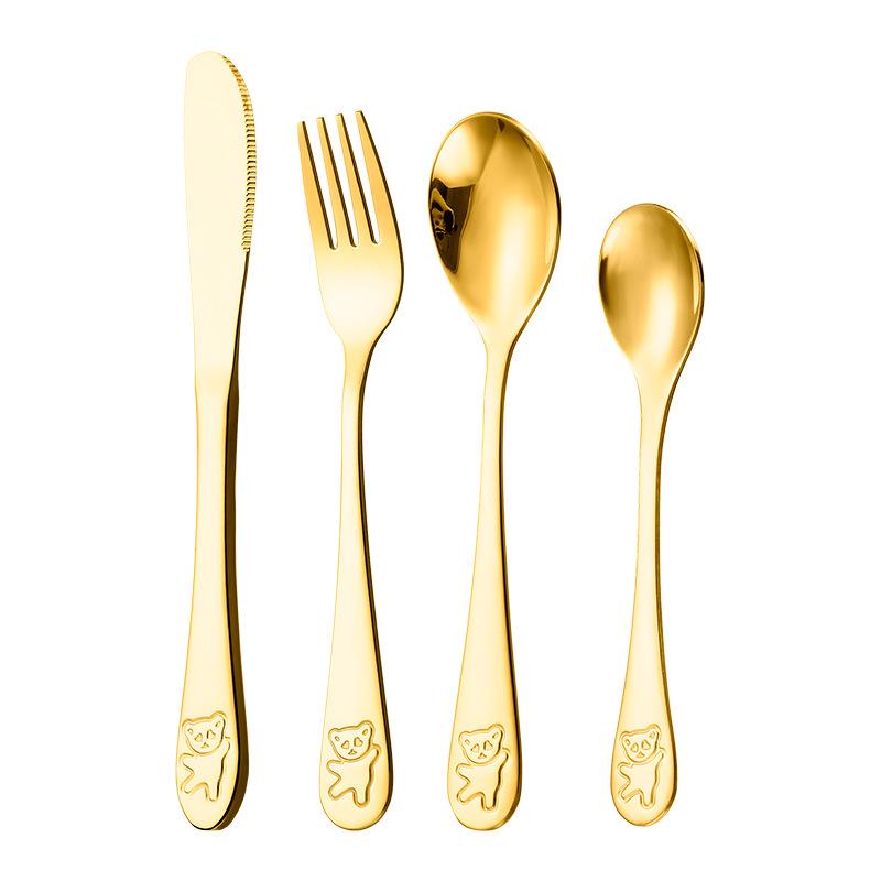 Children's 304 Stainless Steel Cutlery Set - Knife, Fork, Spoon & Bear Design, Ideal for Kindergarten or Gift