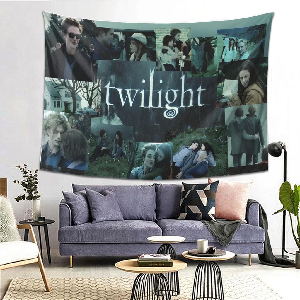 Twilight Collage Tapestry Celebrating Romantic Fantasy with Iconic Movie Scenes Perfect for Home DecorAdding Magical Colors