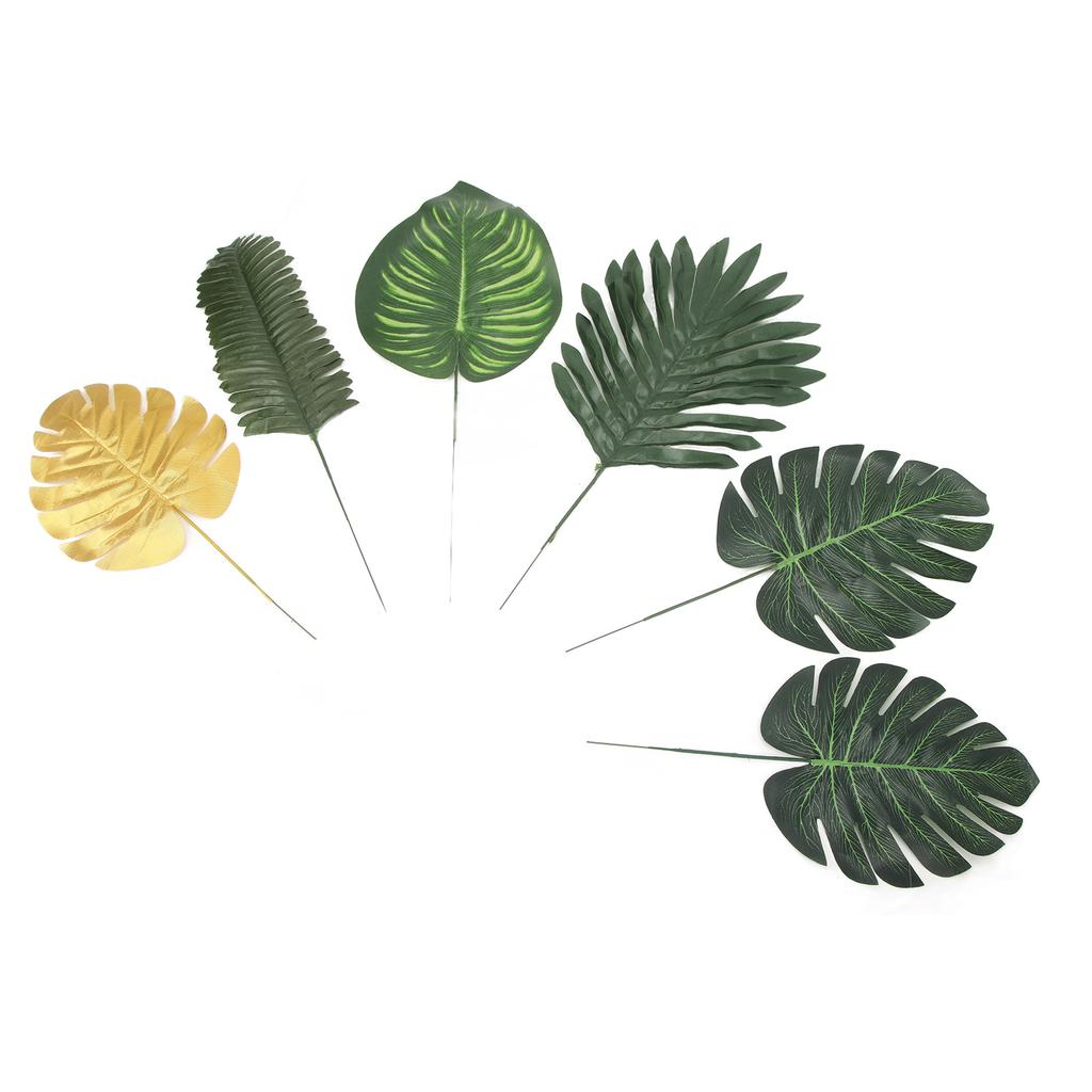 70PCS Artificial Palm Leaves 10 Kinds of Plants Simulation Tropical Plant Leaves for Hawaiian Party Decoration