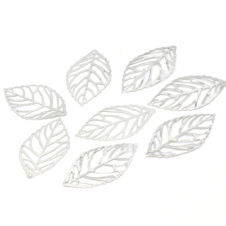 100Pieces Decorative Metal Filigree Leaves Mixed Size Leaves Jewelry Making Component Metal Craft Embellishments