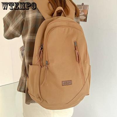 Women's Backpack Retro High School Students' Backpack Women's Solid Color Large Capacity Schoolbag Travel Backpack Office Computer Bag
