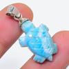 Natural Larimar Gemstone Handmade 925 Sterling Silver Jewelry Pendant 1.42" E9s72