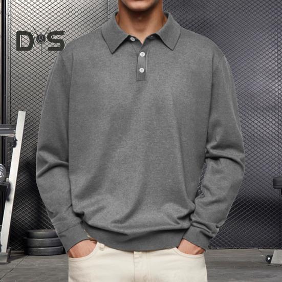 Men Spring Autumn Shirt Buttoned Turn-down Collar Loose Pure Color Full Sleeves Pullover Casual Formal Streetwear Top for Daily Life Parties Travel