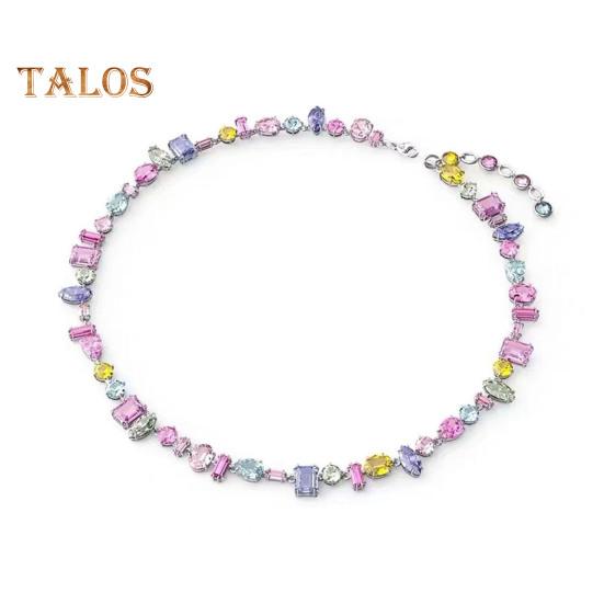 Damen-Armband mit Halskette, verschiedene Formen, bunt, Bonbonfarben, Zirkonia, verstellbare Länge, Damenschmuck, Muttertag, Feiertage, Hochzeiten, Geschenk