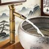 European Antique Bamboo Style Basin Faucet - Solid Copper Vessel Sink Mixer Tap, Hot & Cold Water for Wash Basin