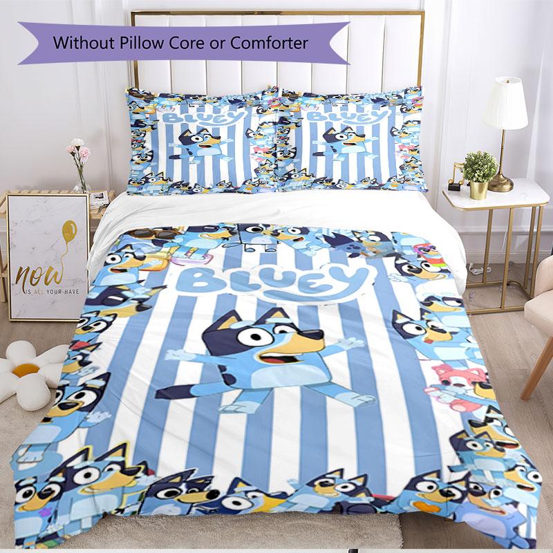3pcs Duvet Cover Set (1*Duvet Cover + 2*Pillowcase, Without Core), Bluey Print Soft All‑Season Bedding Set, Home Bedroom Decor Gift