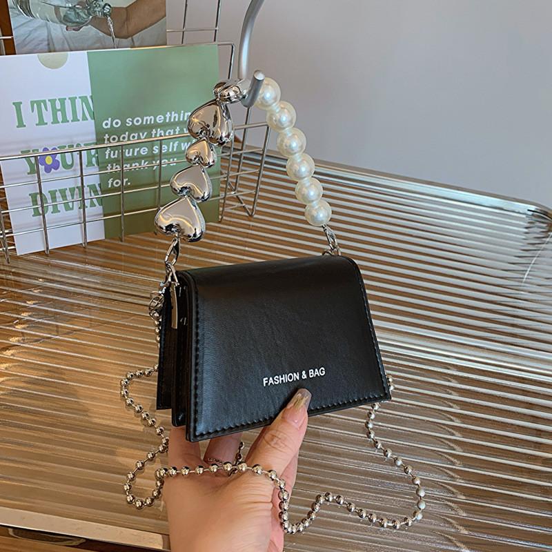 Стильная Простая Сумка из ПУ Материала Ретро Сумка через Плечо 2024 Новая Цепочка Сумка Кроссбоди чёрный