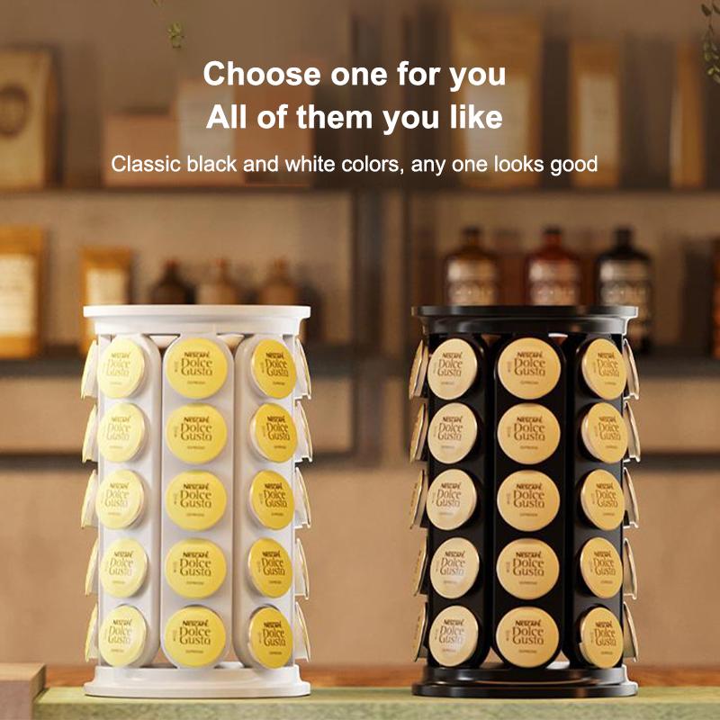 K Cups Holder Carousel Stand 40 Pods Storage Rack Rotating Coffee Capsule Organizer 360-Degree Rotating Coffee Pods Holder