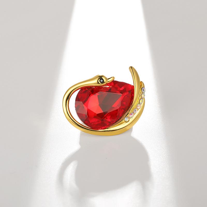 Korean Style Fashion Crystal Swan Brooch - Simple Lapel Pin and Clothing Accessory