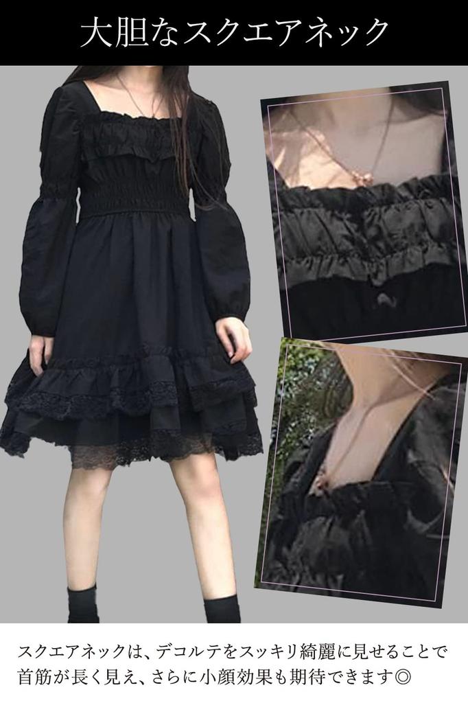 Lolita Dress Gothic Lolita Korean Style [KEMONO_FAN] Knee-Length (Black) Style, (Size S)