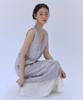 Auro Satin Lace Layered Slip Dress [ Pale Gray ]