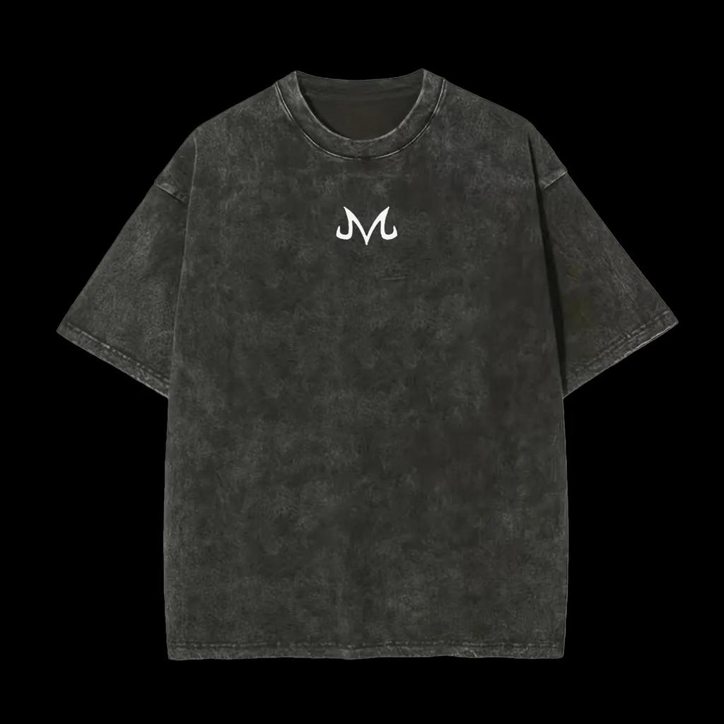 Majin M Logo T Shirt Men Acid Wash Anime Dragon Ball Z Cotton Minimalist Streetwear Vintage Gym Training Graphic Top Tee