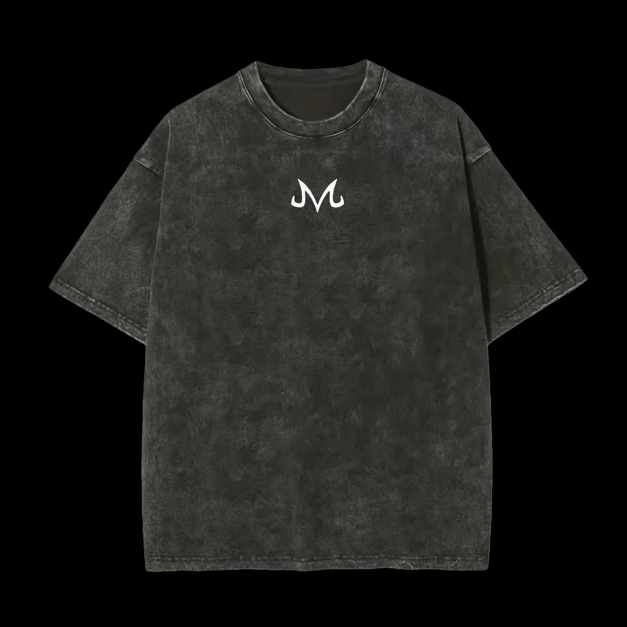 Majin M Logo T Shirt Men Acid Wash Anime Dragon Ball Z Cotton Minimalist Streetwear Vintage Gym Training Graphic Top Tee M