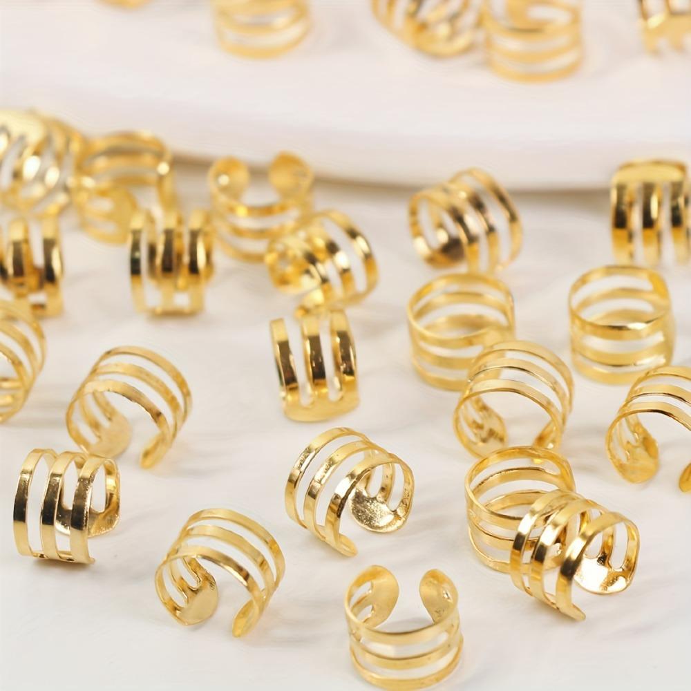 40pcs Dread Locks Dreadlocks Beads Metal Cuff Clips Hair Braid Tubes Hollow Out Hair Ring Men