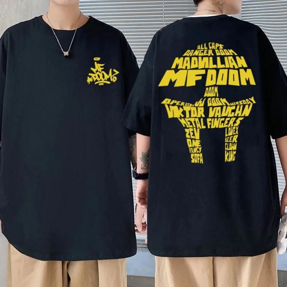Zpěvák Mf Doom Madlib Madvillain Oboustranné grafické tričko Topy Pánské volné hip-hopové tričko Muži Ženy Fleece Bavlněná trička
