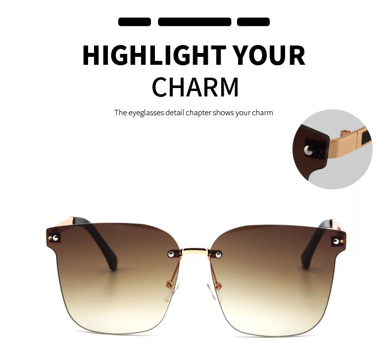 Fashion New Large Frameless Sunglasses Personality Gradient Color Trendy Accessories Sun Glasses UV Protection Female
