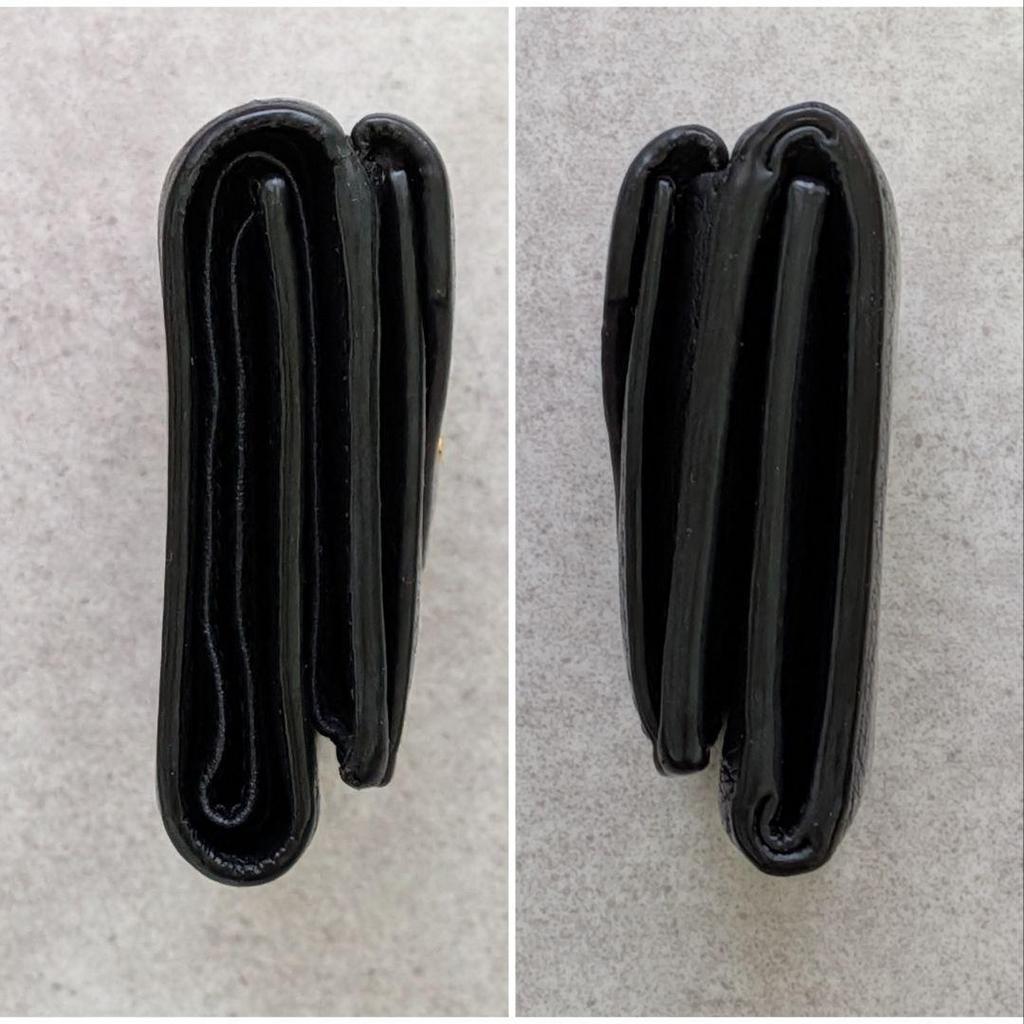 Used Beautiful condition  Prada trifold wallet, letter shape, metal logo, Vitello Daino, compact